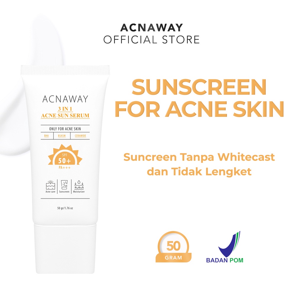 ACNAWAY 3in1 Acne Sun Serum SunScreen SPF50 PA+++ Anti UV Shield Protection Sunblock Skin Barrier Protect Skincare