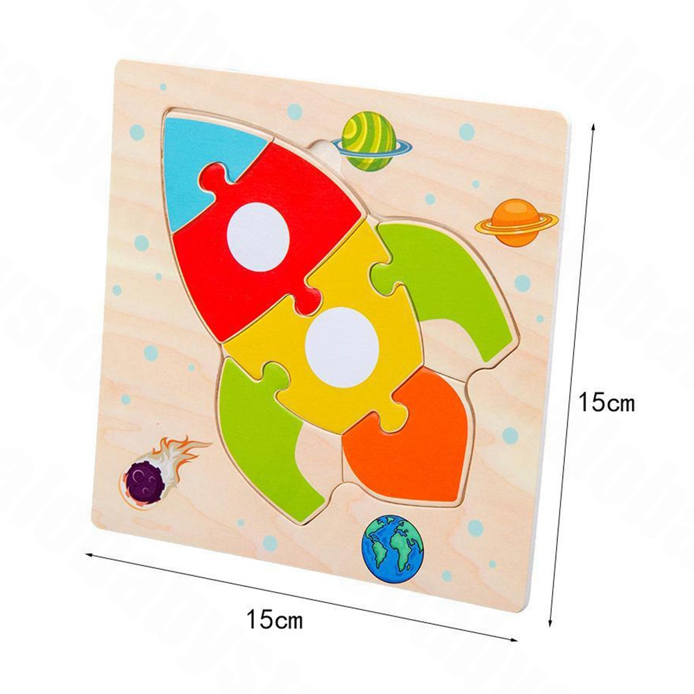 Halo Baby 3D wooden puzzle kayu/Karakter Hewan dan Kendaraan Lucu Puzzle Wooden/chunky puzzle Mainan Edukasi Anak