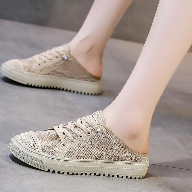 Booming COD POS Y625 Sepatu Sneakers Selop Wanita Import Kanvas