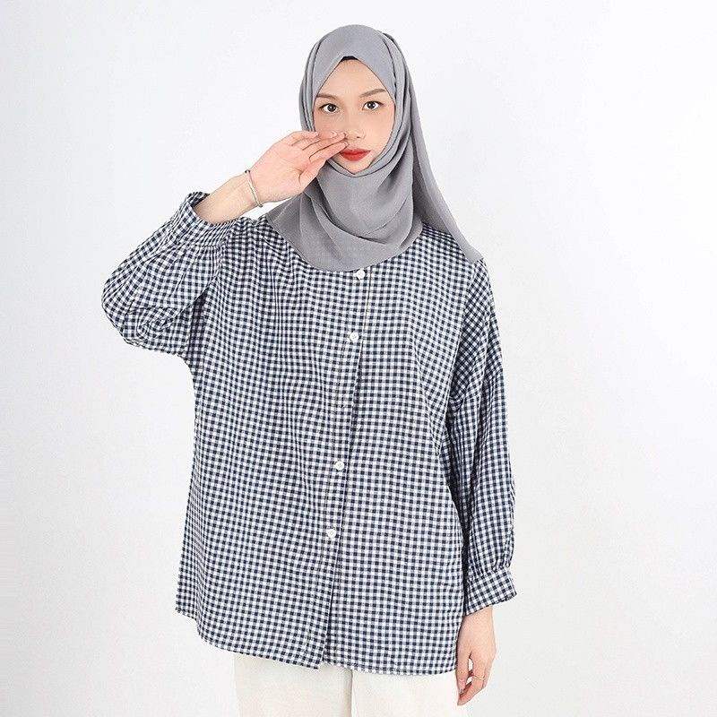 Nadia Tunik Motif Kotak-kotak / Blouse / Tunik Korean Style / Baju Atasan Wanita Terbaru