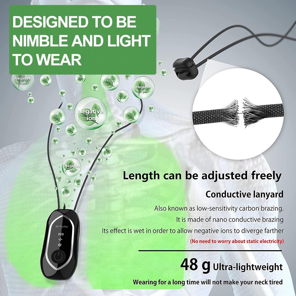 Wearable Air Purifier Necklace Elektronik Ion Negatif USB Pembersih Udara Portable Air Freshener