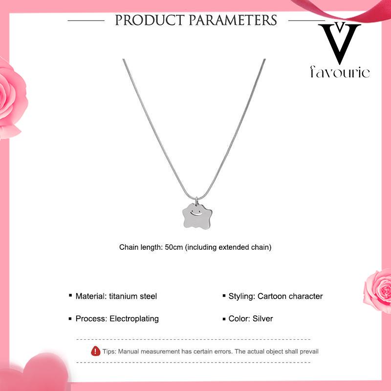 CODKalung Monster Senyum Kecil Rantai Perak Titanium Besi Retro Hip-hop Gaya Untuk Wanita/Pria-FA