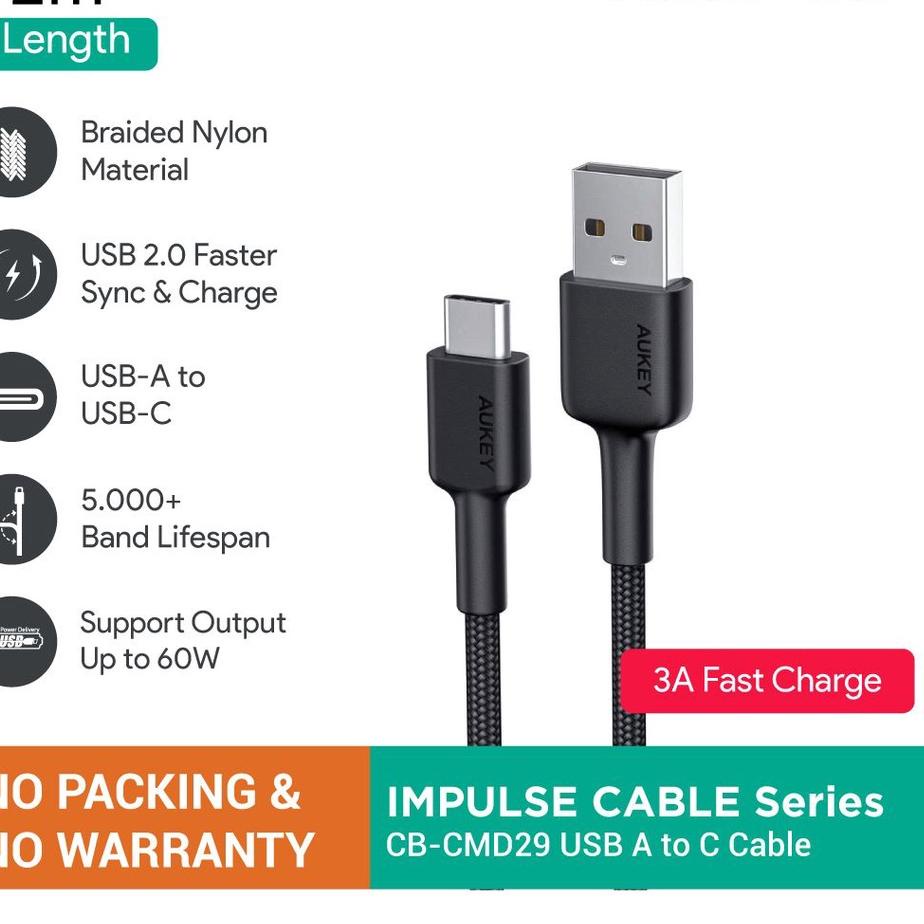 Chekout Kabel Aukey CB-CMD29 USB A to C 2M (NO PACKING & NO WARRANTY)
