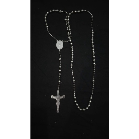 Kalung Keberuntungan Tasbih Kristen Katolik - Kalung Monel Rosario Anti Karat Panjang - Kalung Rantai Lambang Salib Yesus Bunda Maria