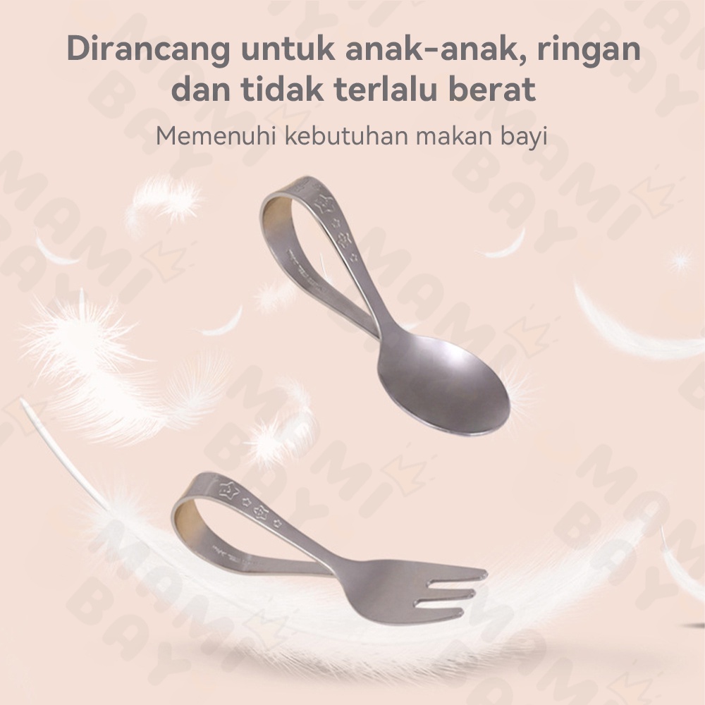 Mamibayi Sendok Garpu Anak Set Stainless Training Spoon Fork Anak Bayi