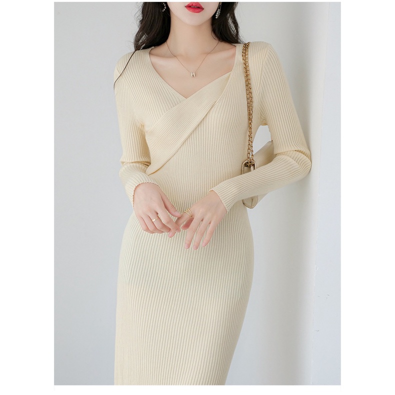 【Elegant】Bodycon Long Sleeve Knitted  Mini  Dress  2306