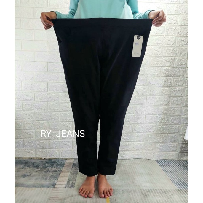 celana jumbo wanita jeging chinos jumbo pinggang kolor baggy pant big size