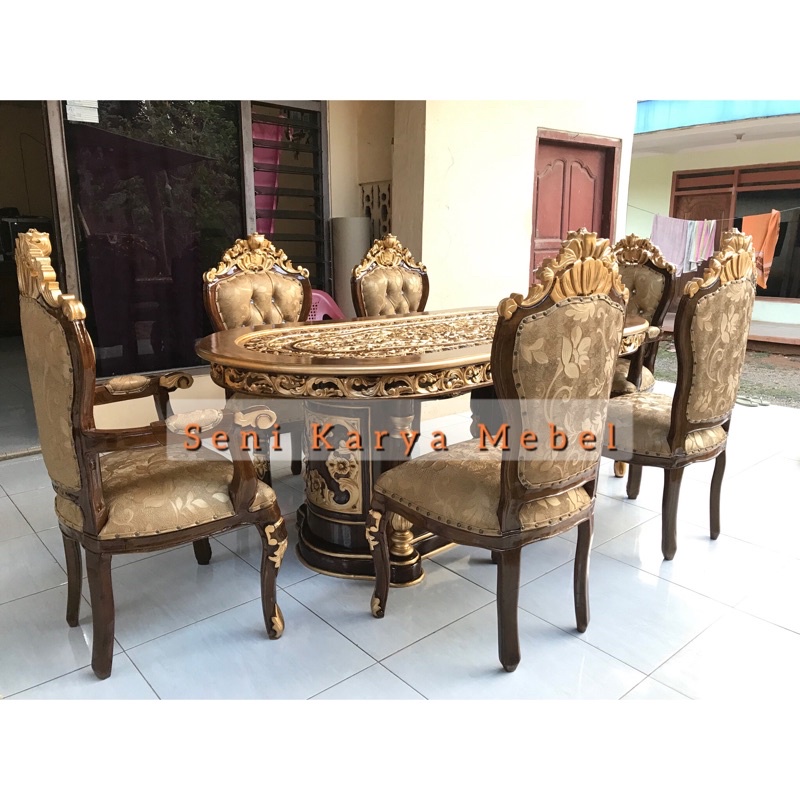 Meja makan Jati, Meja Makan Kayu Jati Jepara, Meja Makan Ukir Jepara, kursi Makan Ganesha Tanganan, 