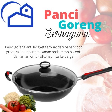 Panci goreng serbaguna 32cm / wajan plus tutup kaca 1032K / 1032P / 4130