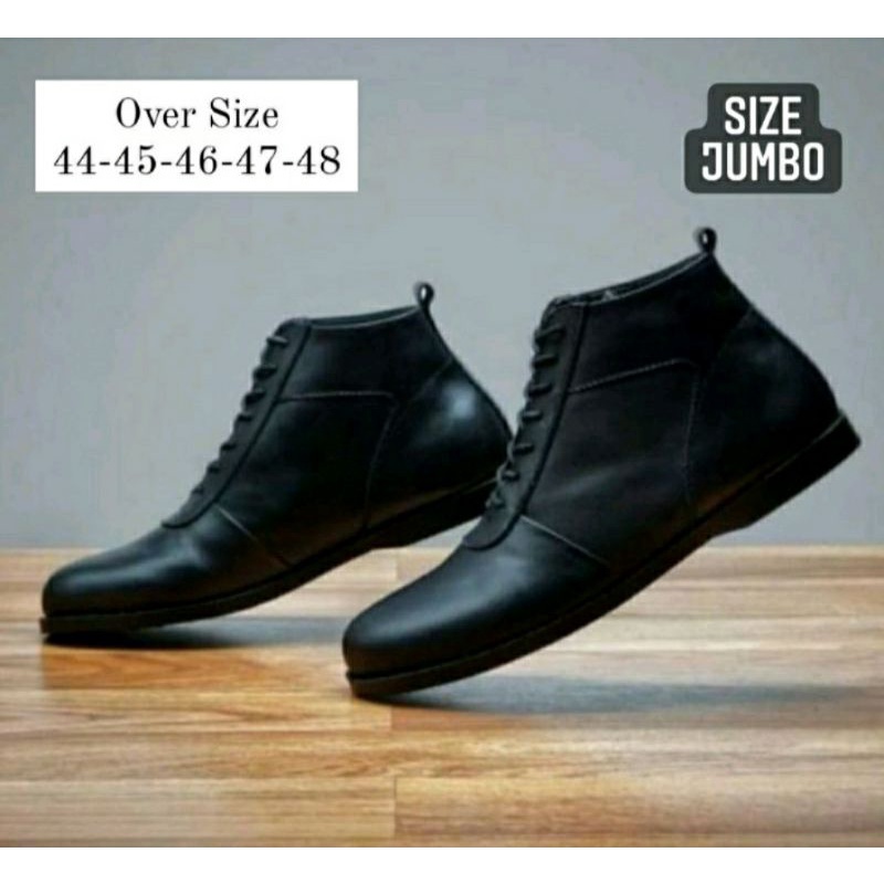 Sepatu WTZ Low Boot Pria Big Size 38-49 Super JUMBO Docmart Cowok Napa Leather Clasik Keren Oversize Hitam pesta