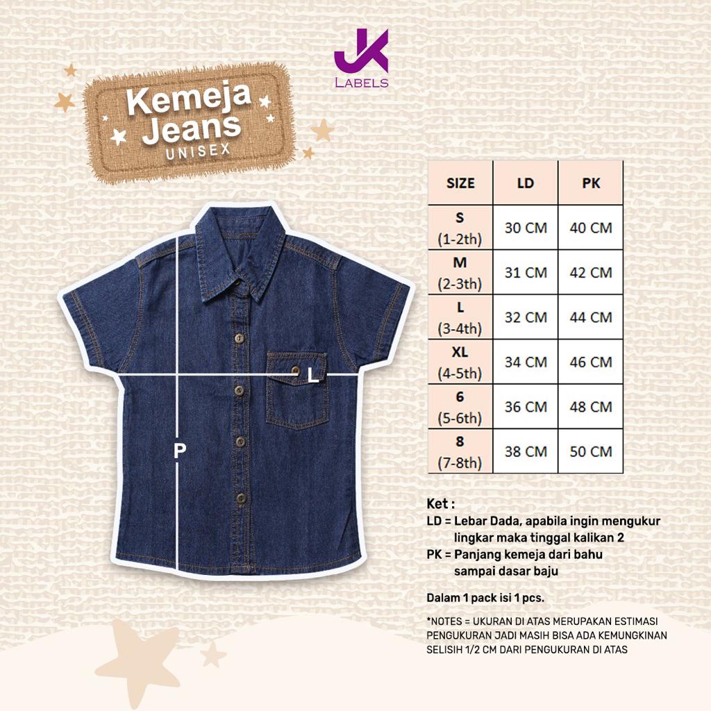 Kemeja Denim 1-8 Tahun Kemeja Jeans Pendek JK Labels Murah CBKS