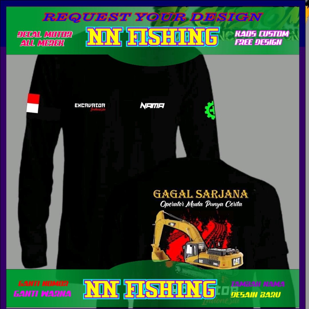 KAOS EXCAVATOR KOMATSU,CATERPILLAR,HITACHI UNTUK ANAK DAN DEWASA ,,gratis tambah nama sendiri, kaos 