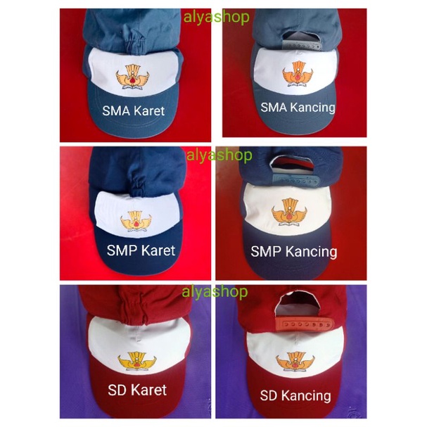 Topi SD, Topi SMP, Topi SMA Karet dan Kancing