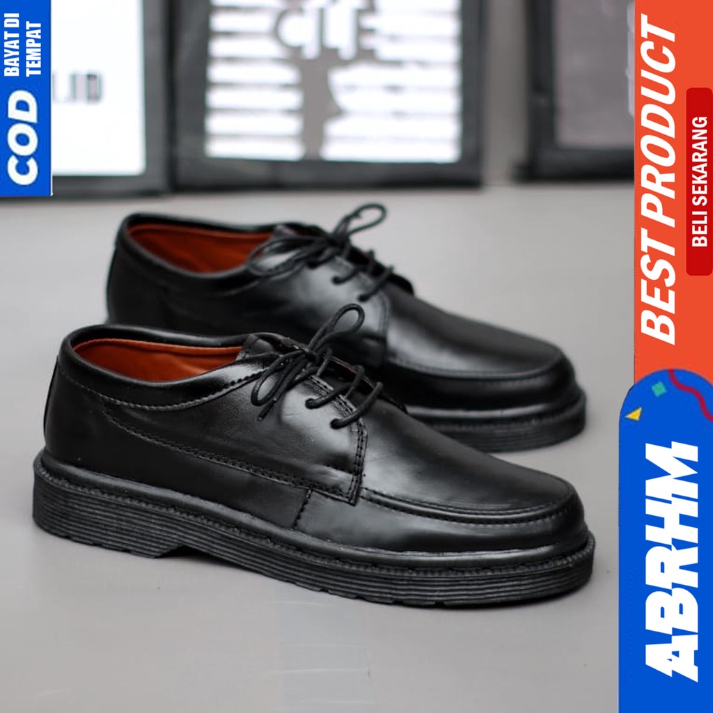 Sepatu Pantofel Kerja Formal Pria Kulit Asli Docmart Low Boots Hitam Abraham Lester