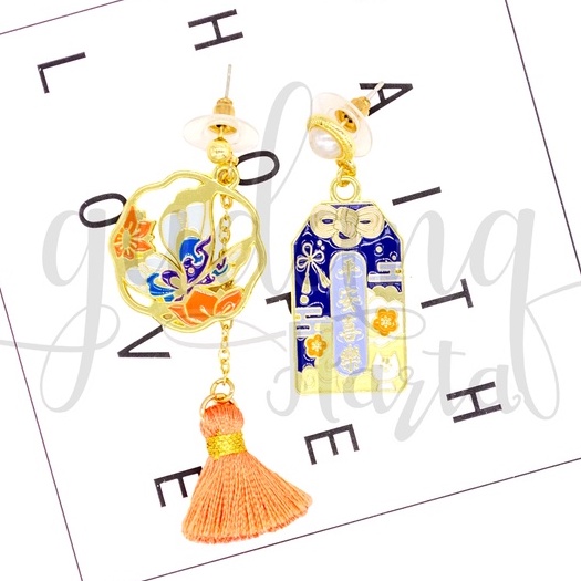 Anting Stud Lucky Charm Earrings Motif Kucing Jepang GH 203447