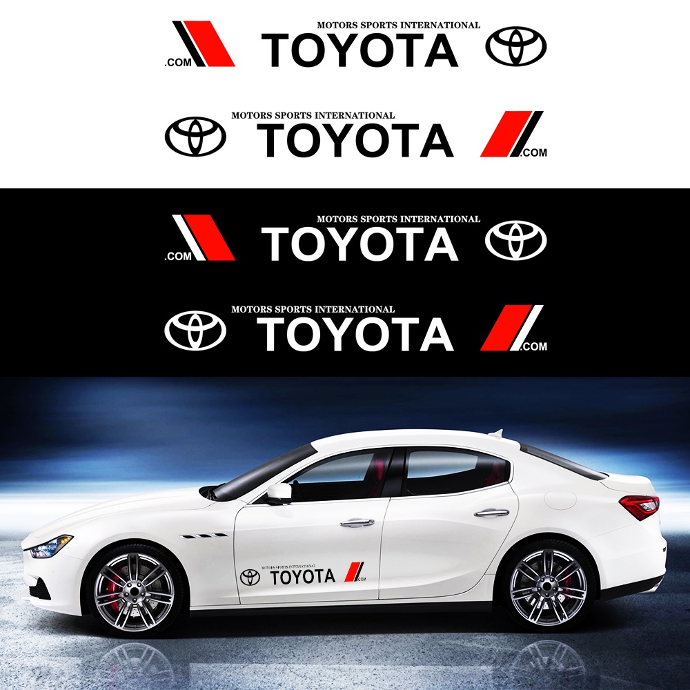 2pcs Stiker Pintu Mobil Side Body Sticker Decals Vinyl Exclusive Badge Untuk Toyota VIos Yaris Corolla Cross Veloz CHR Avanza Fortuner Rush Innova raize<Unk> Rav4 GR Gazoo Racing GR Sport