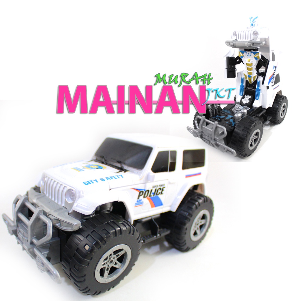MAINANKEI MAINAN ANAK MURAH MOBIL JEEP OFF-ROAD BERUBAH JADI ROBOT PR17650  MOBIL JEAP MOBIL POLICE