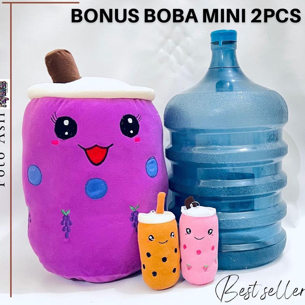 "TUL.10De22ᴰ" Boneka Boba Jumbo Besar Bonus 2pcs Boneka Boba Mini Bahan Halus Isi Empuk Bahan Halus