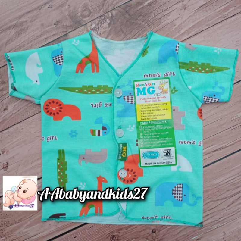 Mom's gift SAFARI SERIES 3PC Baju Bayi Lengan Pendek Full Printing Dasar Warna Usia Newborn 0-3Bulan