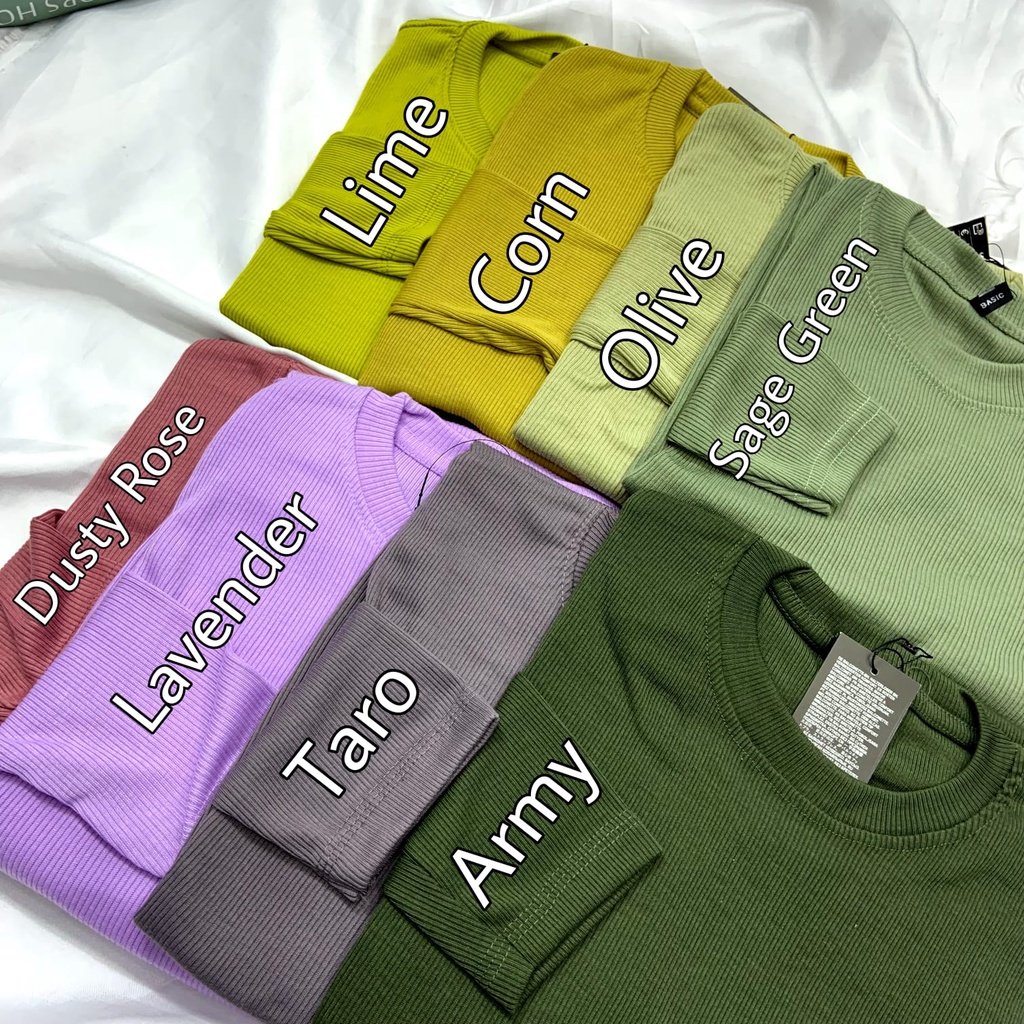 KAOS Bisa COD/Kaos Rib Premium Lengan Panjang / Kaos Lengan Panjang / Kaos Wanita / Kaos Cowok / Kaos Couple