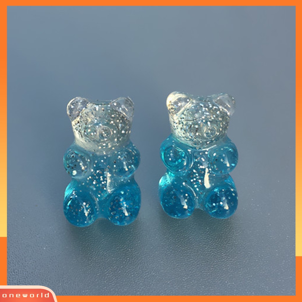[WONE] Fashion Wanita Permen Warna Kartun Gummy Bear Ear Stud Earrings Perhiasan Hadiah
