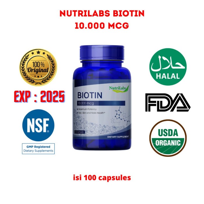 Svf Nutrilabs Biotin 10000 Mcg Isi 100 Capsules Original 100%