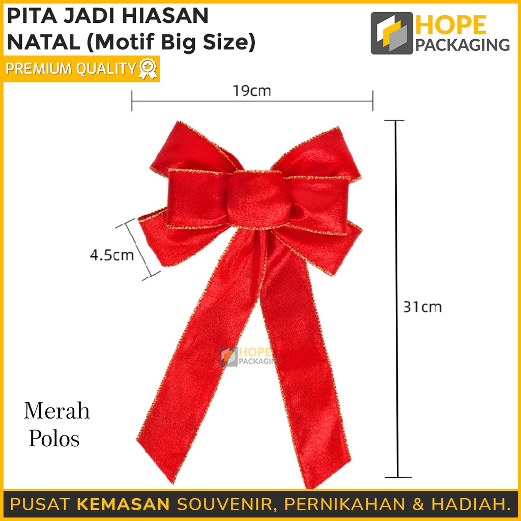 Pita Natal kotak-kotak / Pita Kado hampers Size : 31x 19x 5 cm / merah zig-zag / list gold / lebaran