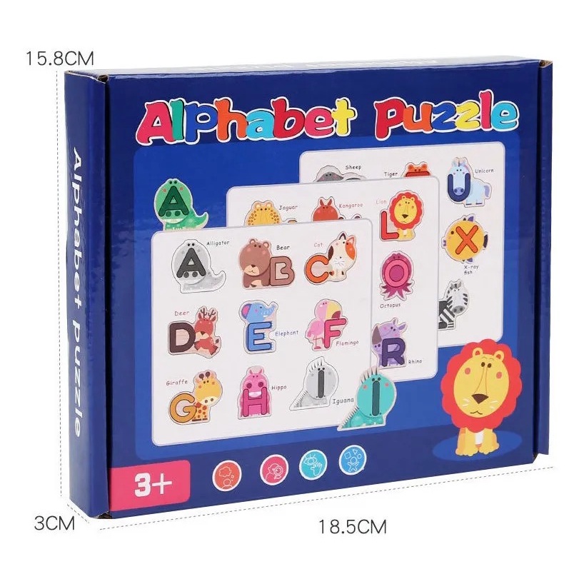 Alphabet Puzzle Animal Kids Learning 331-2 Puzzle Alfabet Puzzle Huruf Puzzle Kayu Wooden Puzzle Mainan Puzzle Kayu