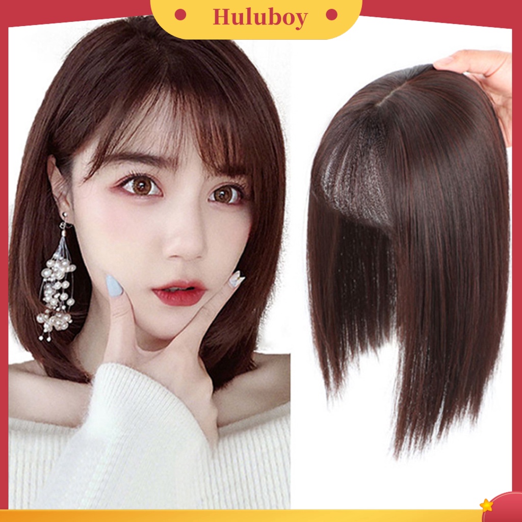 Wig Poni Model Pendek Lurus Bahan Sintetis Breathable Ukuran 25 / 35cm Untuk Wanita