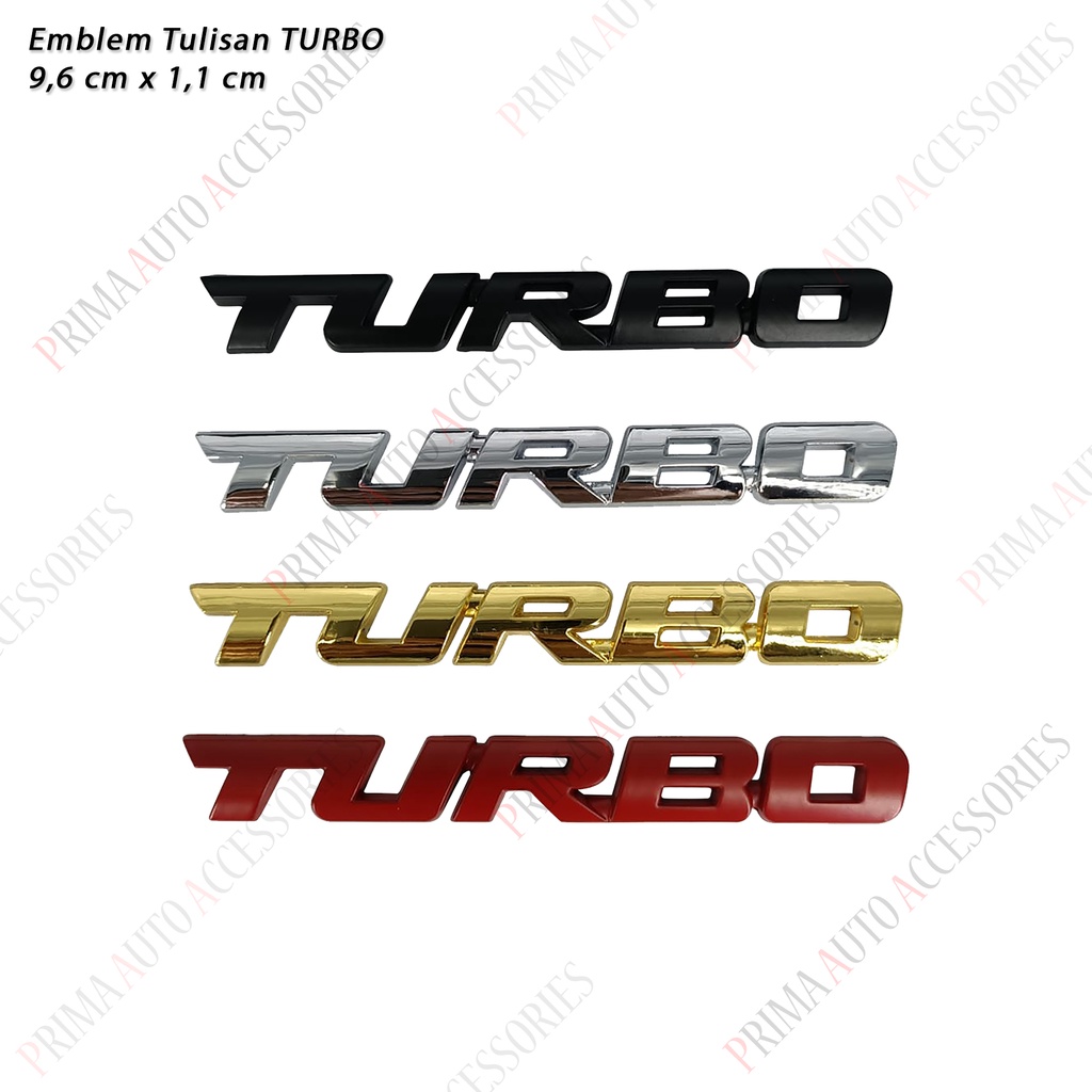 3D Emblem Full Metal Tulisan TURBO