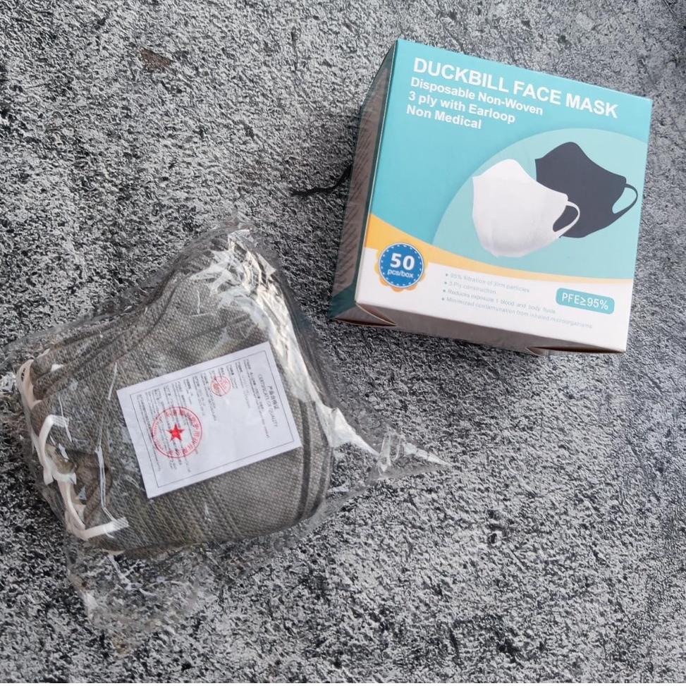 ¢ FACE MASK GREY DUCKBILL - MASKER DUCKBILL 3PLY WARNA GREY ABU GARIS FM ㊡