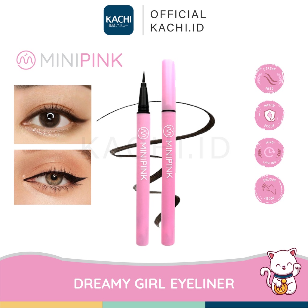 KACHI - MINIPINK Liquid Eyeliner Pensil Tahan Air Hitam Halus Dan Anti Noda MP006