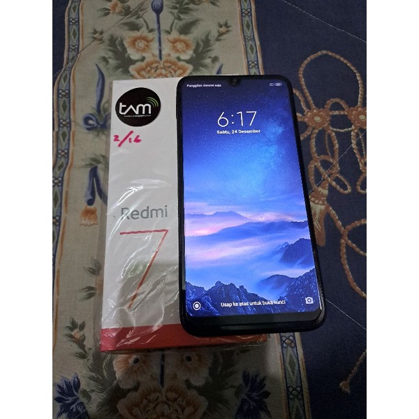 hp xiaomi redmi 7 2/16 second bekas fullset murah mulus good condition like new