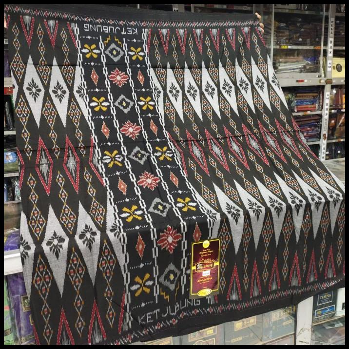 Promo Sarung Tenun Ketjubung Rayon Fiber Goyor Spesial Hitam