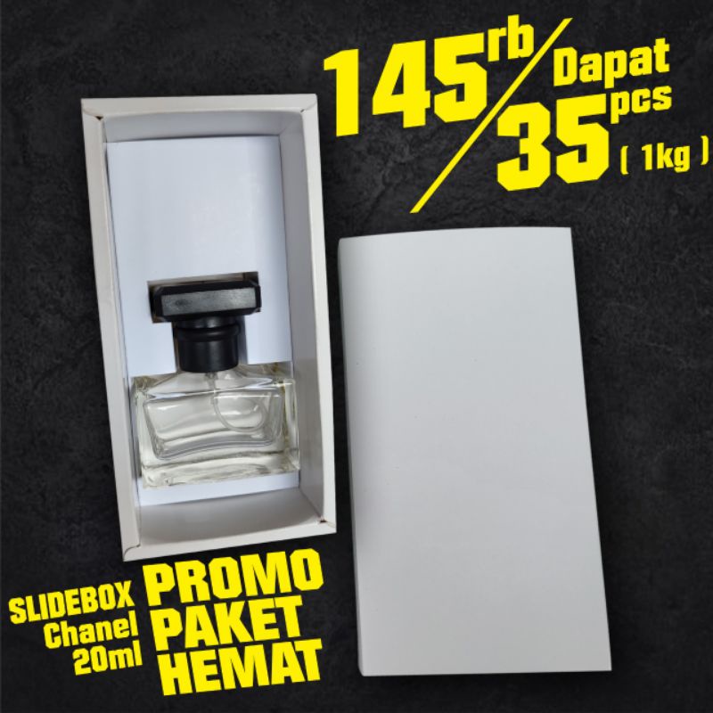 

(PAKET HEMAT 1Kilo) isi 35pcs SLIDE BOX Putih POLOSAN / Insert botol channel 20ml