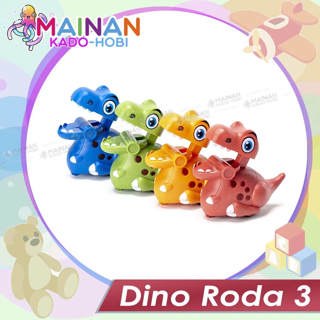 MAINAN ANAK MINIATUR ANIMAL PRESS CAR DINO RODA TIGA