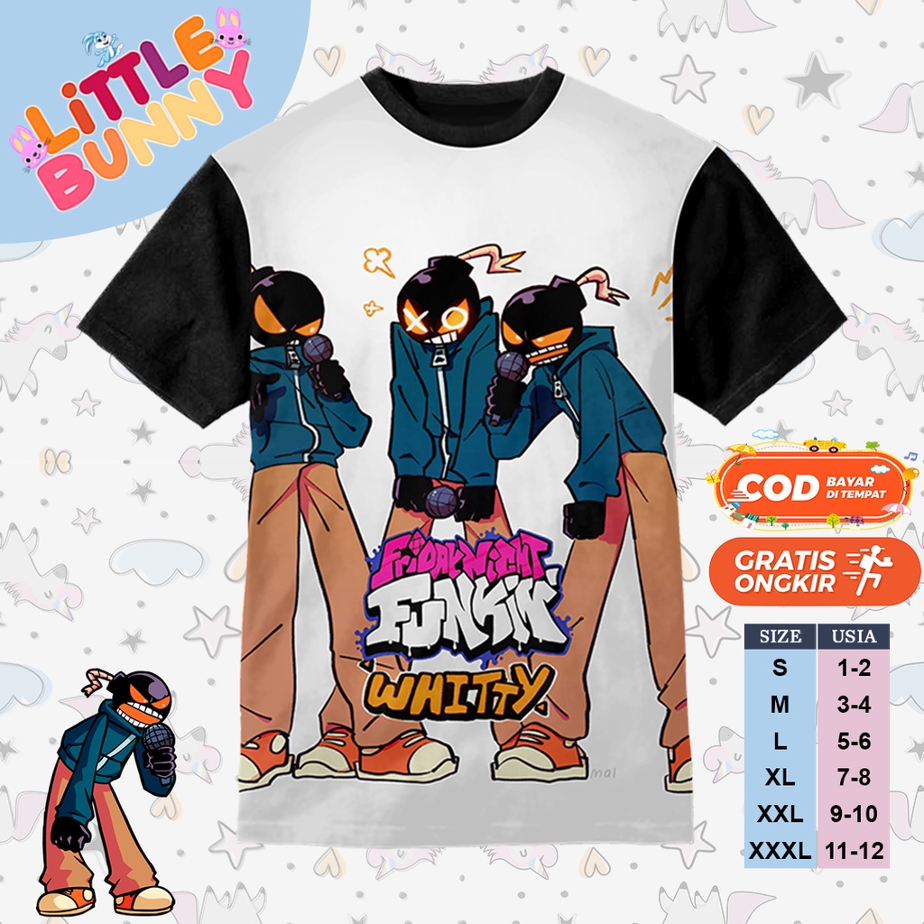 KAOS ANAK KARAKTER 3D WHITTY FNF FUNKIN ART 18 BAJU KAOS ANAK FNF - LITTLE BUNNY