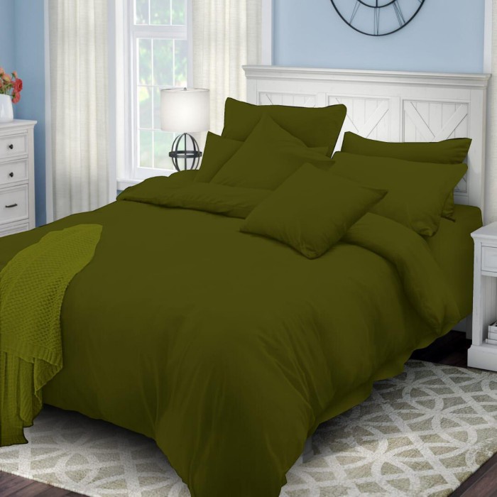 Sprei Extra King Polos Rosewell Hijau Army 200x200x20 cm {Property Off Liliy Grosir Sprei Jakarta}