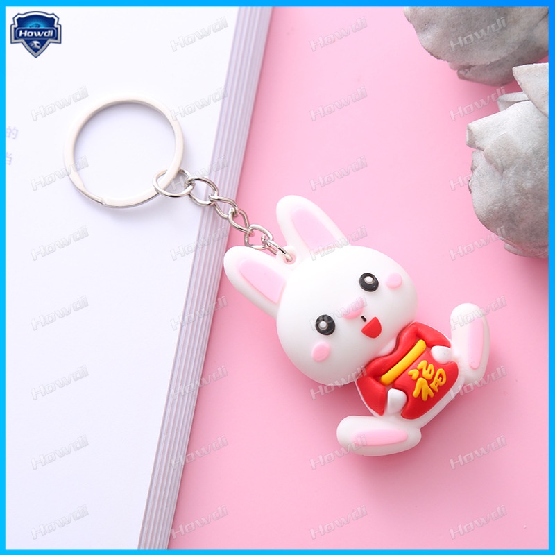 Tang style bunny pendant Kelinci rabbit year key ring pvc Maskot Meriah Liontin Boneka Gantungan Kunci Mobil