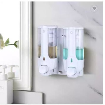 Tempat Sabun Cair Double Plastik Dispenser Sabun Cair 380ml X 2 Soap Dispenser Double Plastic White F5