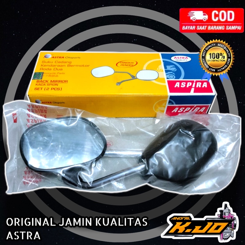 Spion Aspira untuk motor Honda kaca bulat kecil dengan tangkai chrome pendek ( 12-BM01-M10CR ) BEAT 