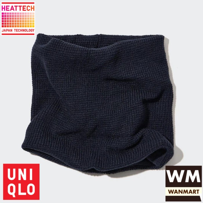 UNIQLO UNISEX HEATTECH GAITER NECK SYAL PENGHANGAT LEHER NAVY