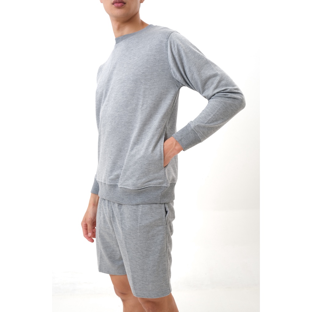 SANVANINA Set Sweater Short Pants Light Grey | One set Sweater | Setelan Sweater Abu Muda CC-01B