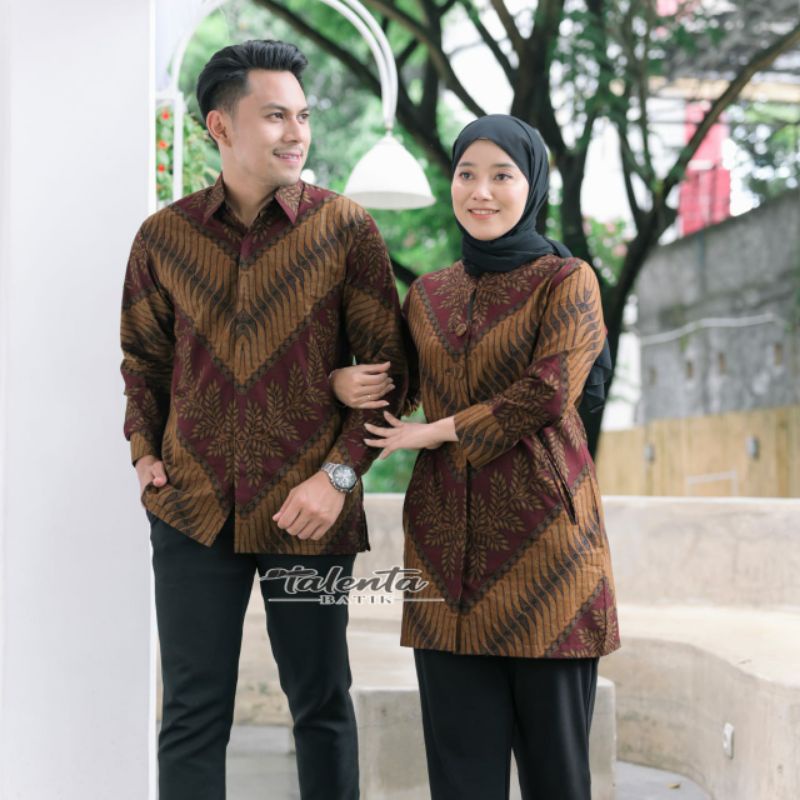 Batik pasangan couple sarimbit pria &amp; wanita batik bahan katun motif PCM01