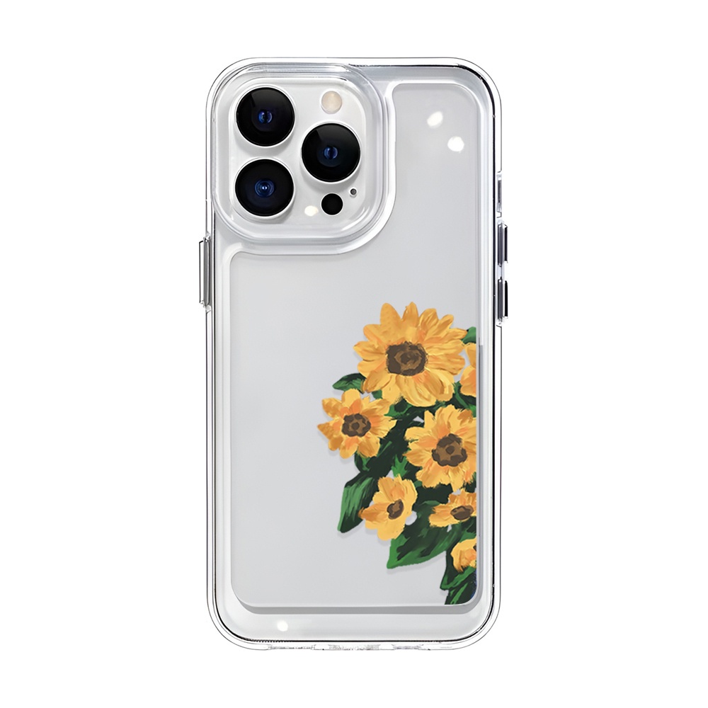 IPHONE Sunflower Casing Ponsel Lembut Transparan Kompatibel Untuk Iphone14 13 12 11 Pro XS Max X XR 7 8 Plus Shockproof Casing TPU Cover