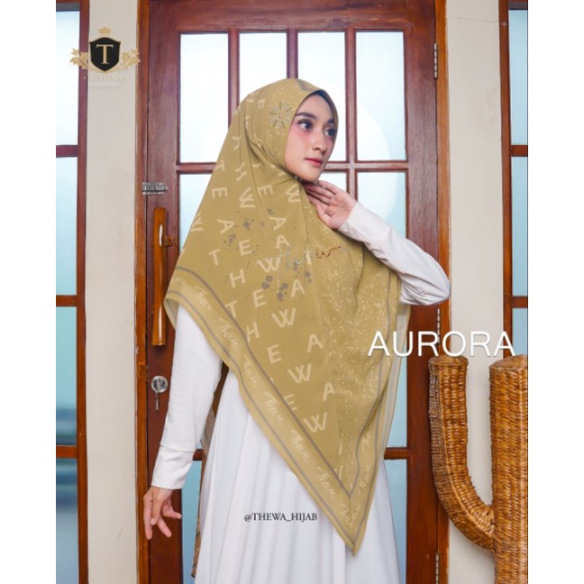 Thewa  Khimar printing Aurora payet Ori Thewa jilbab motif kerudung syari jilbab instan