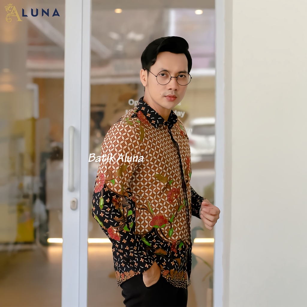 Baju Batik Pria Cowok Lengan Panjang Slimfit Atasan Batik Premium Pria Cowok Kekinian Original Modern Seragam Kantor Jumbo SBA 10