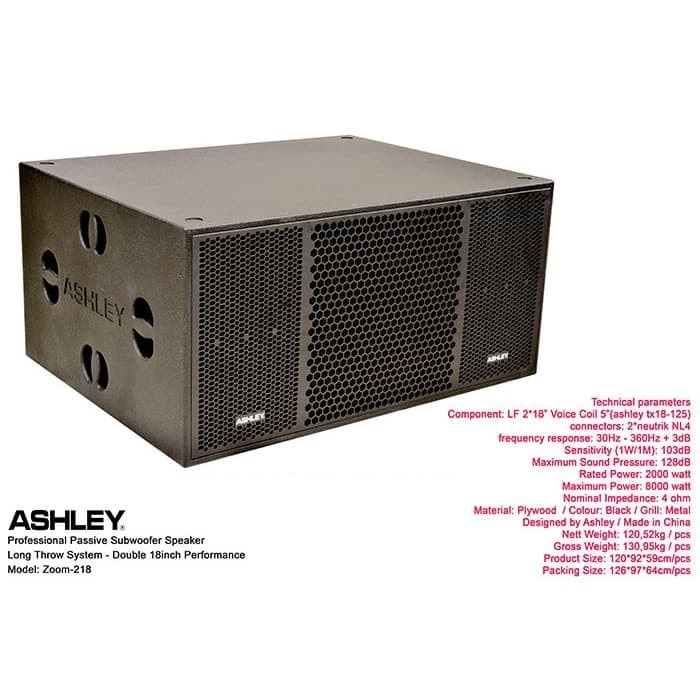 SubWoofer Pasif 2 x 18 inch Ashley ZOOM218 ZOOM 218 Original ASHLEY