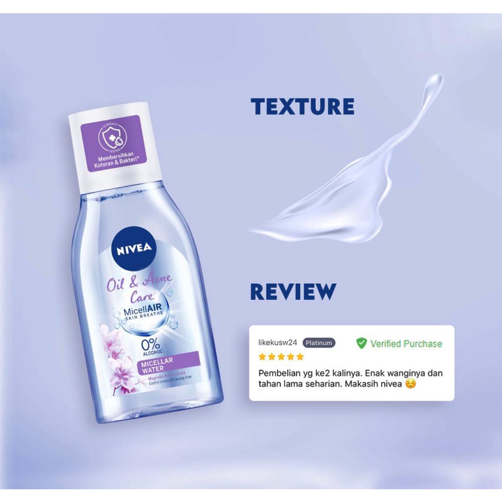 NIVEA MicellAir Pearl &amp; White 125 ml | MicellAir Oil &amp; Acne Care 125mL Micellar Water