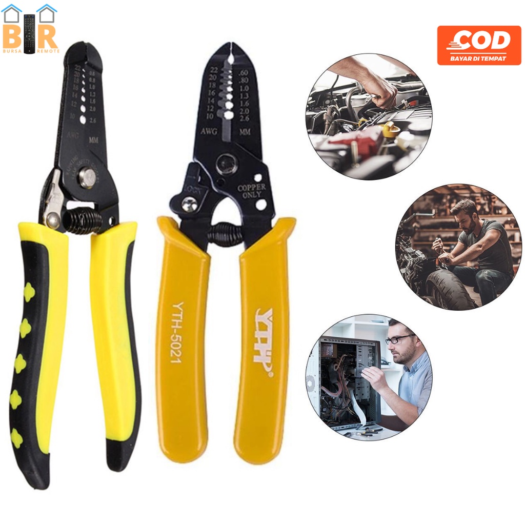 Tang Kupas Potong Kabel 8 Inch Pemotong Kabel Wire Stripper 3IN1 Cutter Pliers